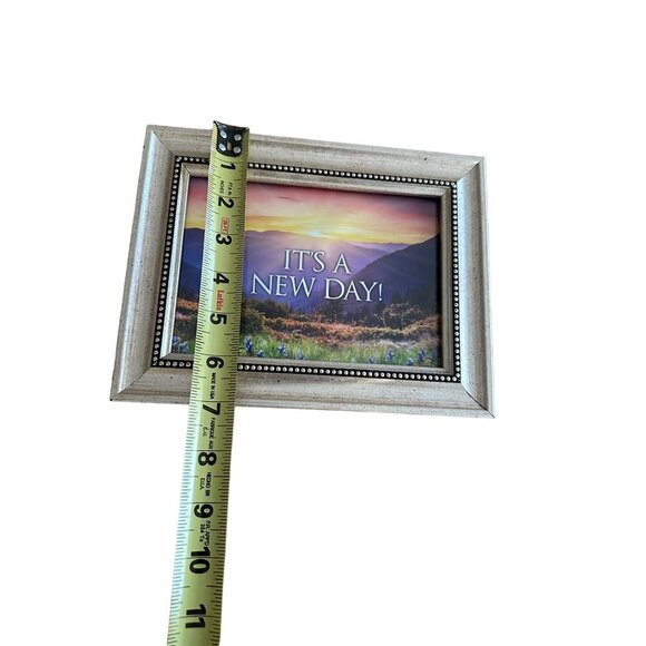 Inspirational Framed Art Print "Its A New Day!" Beaded Silver Frame Desk Decor - Picture 4 of 7